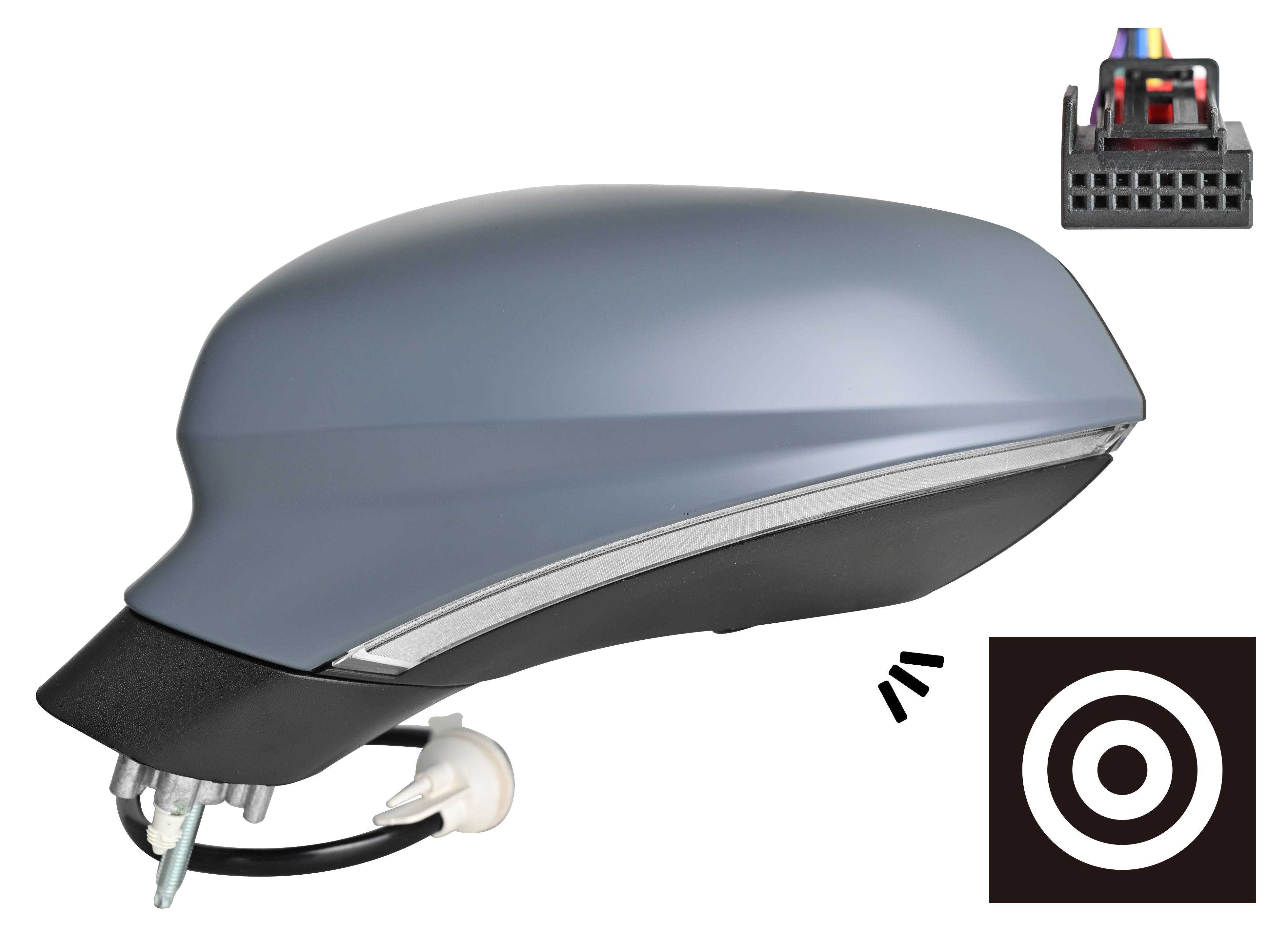 Oglindă electrică încălzită rabatabilă grunduită (cu memorie) (cu semnalizare laterală & lumină zonă picioare) (13 pini) (sticlă convexă) (calitate A)