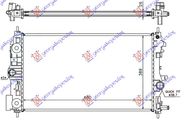 Radiator 1.7-2.0 diesel (680x395)
