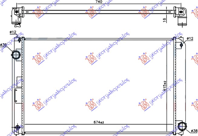 Radiator 2.0 benzină manuală/automată (675x415x16) (KOYO)