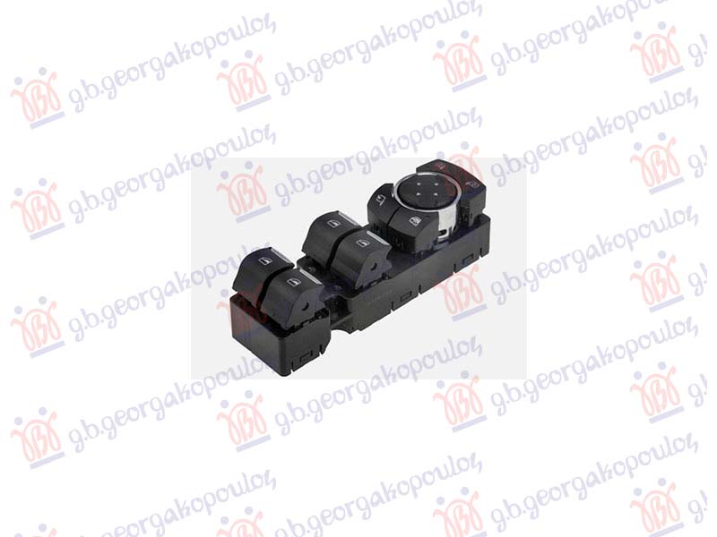 Întrerupător rabatabil ușă/oglindă față (cu blocare geamuri) (negru/cromat) (cvadruplu) (3pin)