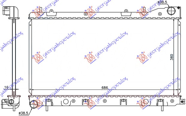 Radiator 2.0-2.5 benzină manual/automat (360x686x16)