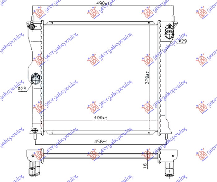 Radiator 0.7 benzină-electric (400x370x16) (VALEO)