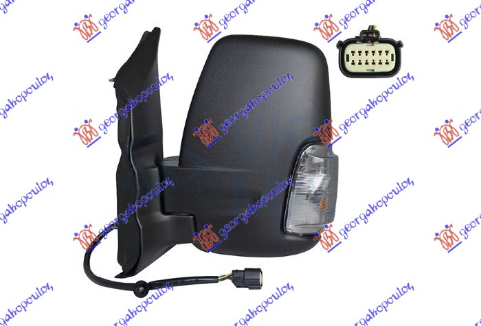 Oglindă electric încălzit scurt (cu semnalizare) (cu lumină de poziție 16W) (sticlă convexă)