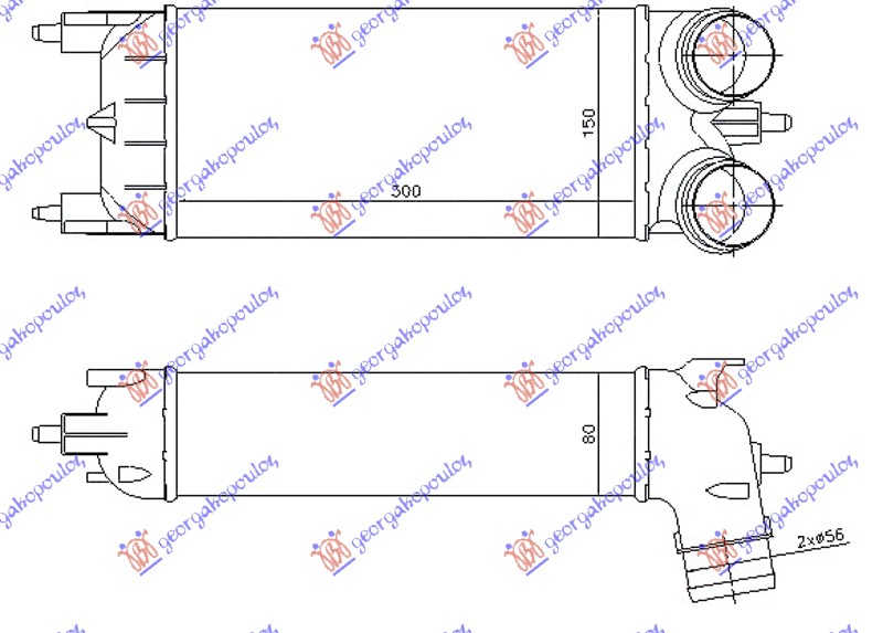 Radiator intercooler 1.6 THP petrol (300x150x80)