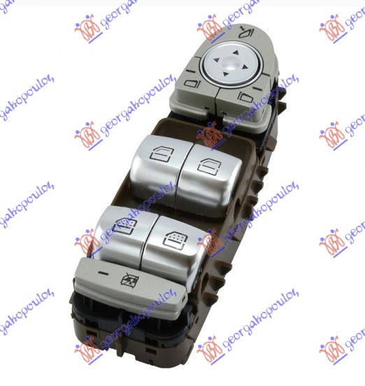 Comutator oglindă ușă față (bază maro/buton argintiu) (lumină roșie) (Quatern) (3pin), poza 1 din 2