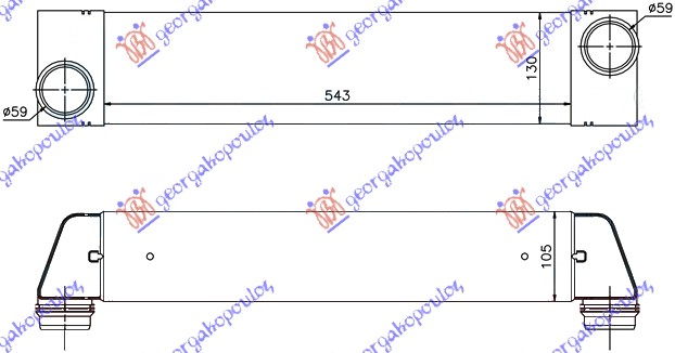 Radiator intercooler 3.0-3.5 TD (540x127x105)