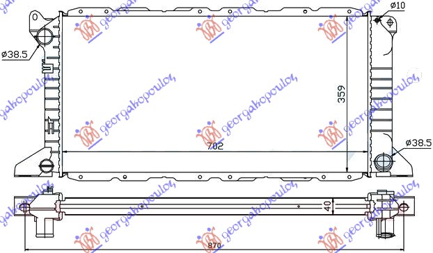 Radiator 2.5 diesel + A/C (702x360) (NRF)