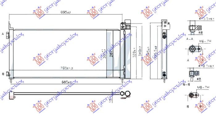 Condensator AC 2.5 hibrid (NX300H) benzină (640x285x22)