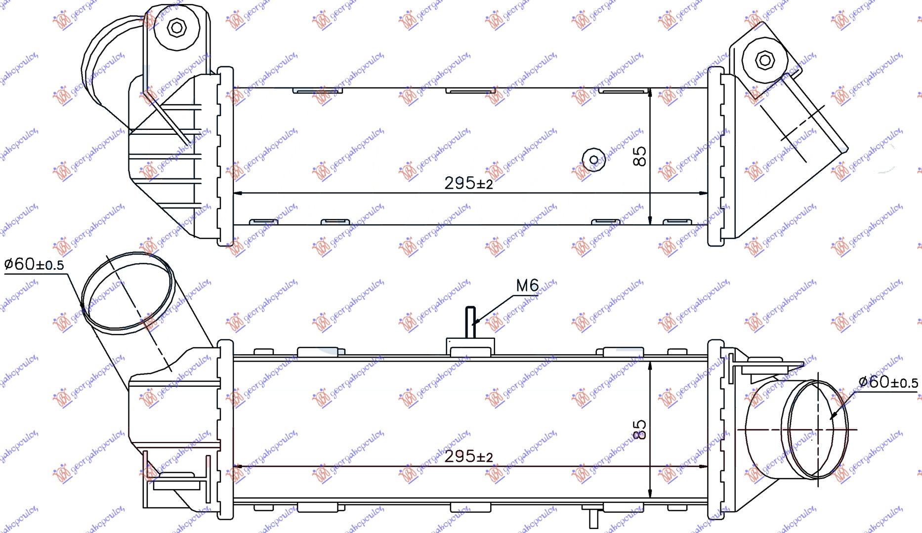 Radiator intercooler 1.8T petrol -1.9TDI diesel (29x90x85)