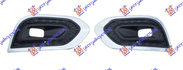 Grilă bară față (cu găuri proiectoare și bandă ornamentală cromată) (set)